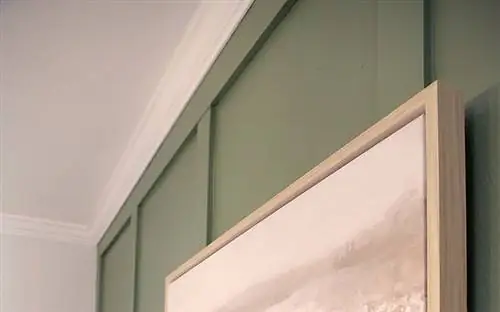 Молдинг короны установлен над акцентной стеной столовой Барбары Криглер.