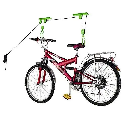 Bike Lane Products Велоподъемник 2-Pack Quality Garage Storage Bike Lift с грузоподъемностью 100 фунтов Даже работает как лестничный подъемник Премиальное качество