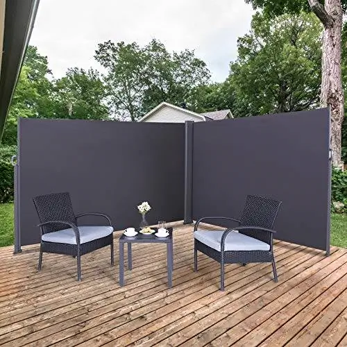 Боковой тент MFSTUDIO, двойной разделитель частного пространства с выдвижным экраном для патио, подвижный алюминиевый солнцезащитный козырек от ветра для открытого сада, крыльца и уединения у бассейна, 237