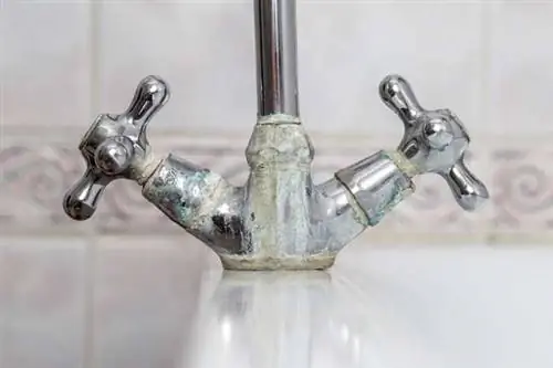 Отложения воды на кухонном кране Отложения воды на кухонном кране