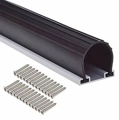 16FT U-образное кольцо для тяжелых условий эксплуатации Универсальные нижние уплотнения гаражных ворот Резиновые уплотнения с предварительно просверленным алюминиевым комплектом фиксаторов гусеницы (16 футов, черный)