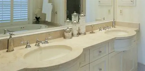 Столешница с двойной раковиной.