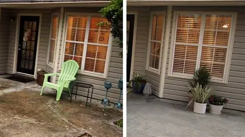 Бетонный дворик до и после