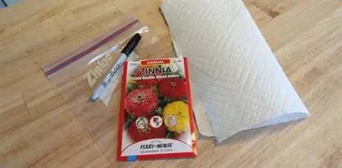 Семена, маркер, мешочек и бумажное полотенце