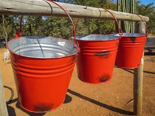 Соберите воду в ведра, когда пойдет дождь