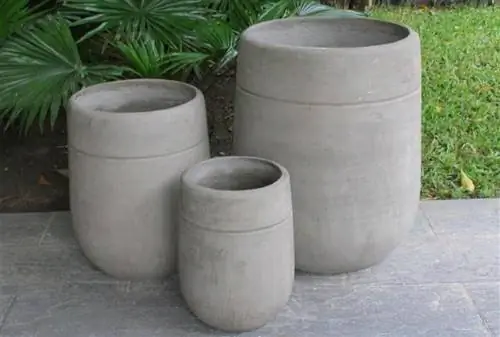 круглые цементные горшки