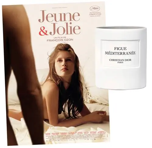 Постер фильма 'Jeune Jolie' и ароматическая свеча 'Figue Mditerranee' от 'Christian Dior&39 Постер фильма 'Jeune Jolie' и ароматическая свеча 'Figue Mditerranee' от 'Christian Dior&39