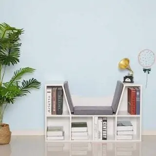 книжная полка книги скамейка уголок для чтения