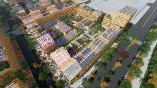 Комплекс из четырех блоков построен деревянными постройками по принципам новой биоэкономики…