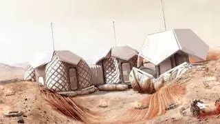 Одно из изображений трехмерной среды обитания Марса, разработанной Foster Partners