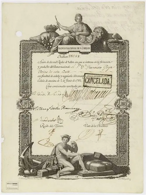 Доля Banco de San Carlos имени Гойи 1784 г