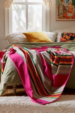 Разноцветный плед в полоску от Pendleton из смеси шерсти и хлопка. Да здравствует Мексика