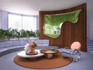 3D-обстановка вдохновлена интерьерами 70-х годов, такими как дом Альвареса или лестница магазина Celine… 3D-обстановка вдохновлена интерьерами 70-х годов, такими как дом Альвареса или лестница магазина Celine…