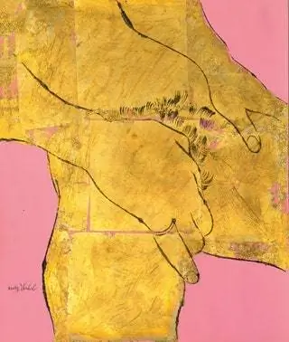 Обнаженная мужская нижняя часть туловища 1956-1957 гг. на розовом фоне и золотом цвете