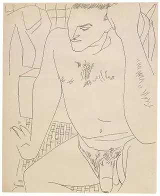 Обнаженный и сидящий мужчина из 50-х