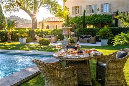 Petit djeuner au bord de la piscine