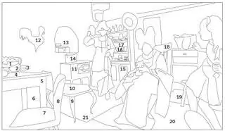 1. Ваза с фруктами в Барбарении. 2. Кувшин Эль Трансформиста. 3. Стекло от Zara Home. 4. Скатерть Лауры Эшли. 5. Таблица…