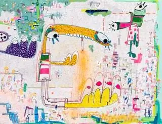 В них мы находим разные миры, созданные художником. Есть черные картины вертикальных форматов…