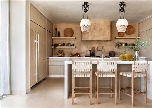 Кухня Casa Cabo San Lucas кухня с табуретами из волокна Кухня Casa Cabo San Lucas кухня с табуретами из волокна