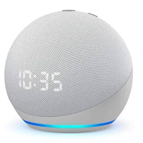 Белый смарт-динамик Amazon Echo Dot с часами