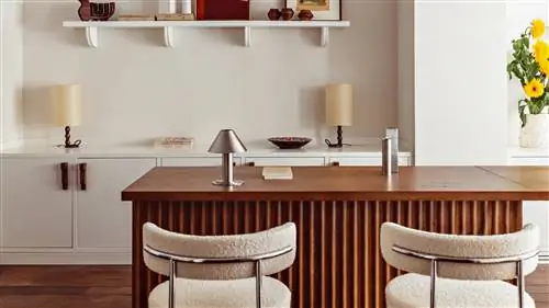 письменный стол с двумя стульями и картина на потолке