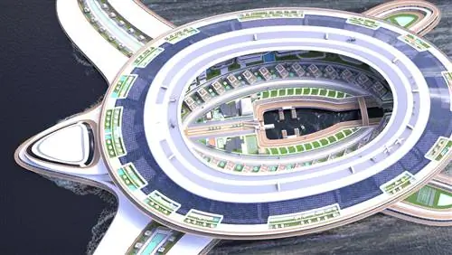 аэрофотоснимок яхты в форме черепахи