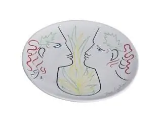 Керамический поднос с изображением Орфея и Эвридики из коллекции Jean Cocteau de Roche Bobois, в данном случае ограниченного выпуска…