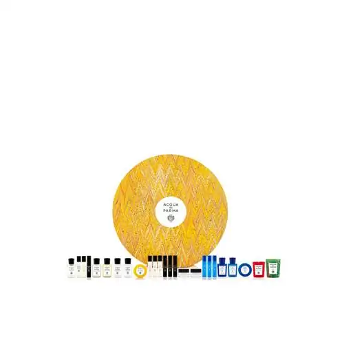 круглая желтая коробка и продукты