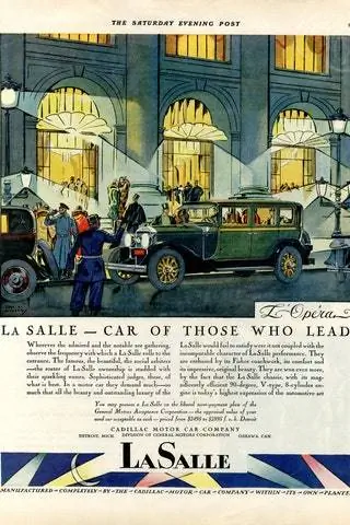 Реклама GM LaSalle из серии, показывающей автомобиль в разных странах Европы. Иллюстрировано Эдвардом А…