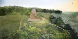 зеленый пейзаж со скульптурой зеленый пейзаж со скульптурой