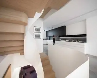 Подобно водопаду, и свет, и лестница становятся организующими элементами остальной части дома, к которой они…