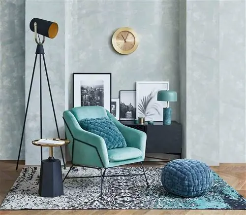 бирюзовое кресло и пуф kave home