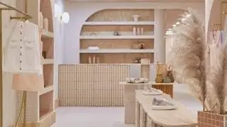 Для мебели магазина выбраны землистые тона в контрасте с теплыми тонами потолка и краев… Для мебели магазина выбраны землистые тона в контрасте с теплыми тонами потолка и краев…