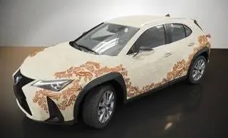 Куколка из травы эспарто с вышивкой 17-го века покрывает Lexus UX в его предложении. Чистое мастерство