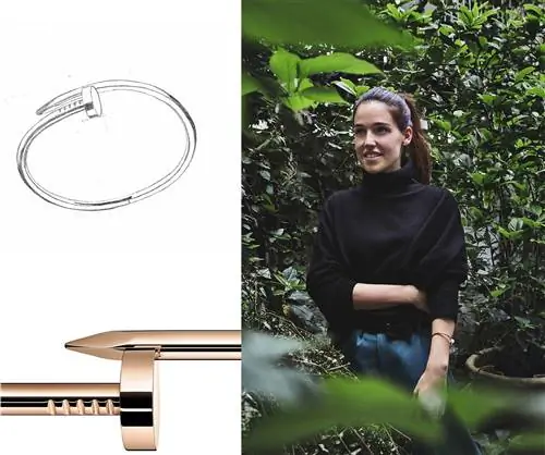Эскиз браслета Juste un clou от Cartier Marta de la Rica во внутреннем дворике ее мастерской в столице и деталь…