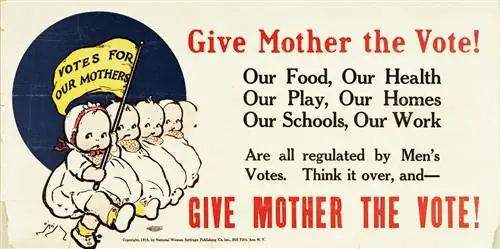 Плакат суфражисток О'Нила 1915 года с изображением его знаменитых младенцев-«кеупи»