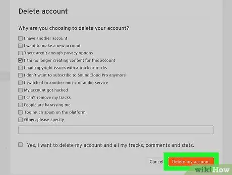 Удаление учетной записи Soundcloud Шаг 7