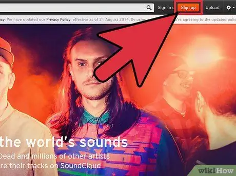 Создайте учетную запись на Soundcloud Шаг 1