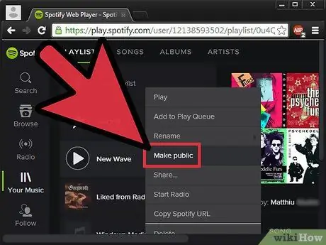 Сделайте плейлисты общедоступными на Spotify Шаг 4