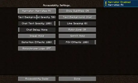 Включите преобразование текста в речь в minecraft step 5