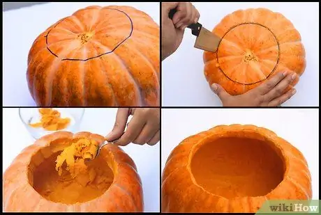 Вырезать дискотечный шар из тыквы Шаг 2