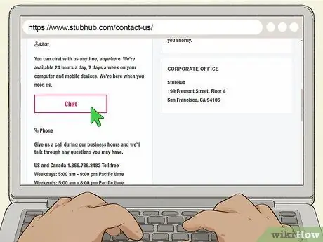 Связаться с StubHub Шаг 2