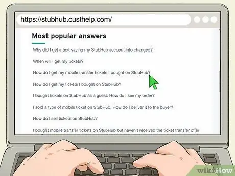 Связаться с StubHub Шаг 3