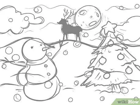 Рисуем Рождественский пейзаж Шаг 10