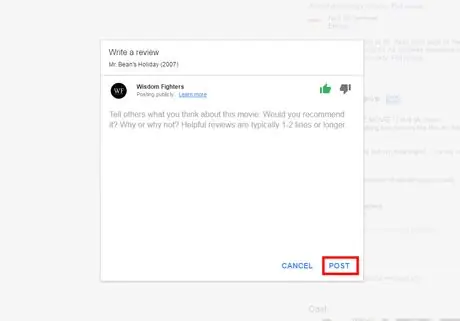 Напишите обзор фильма в Google; post