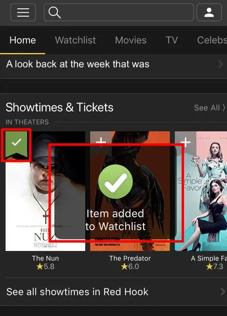 Добавьте элемент в свой список наблюдения на IMDb Method 1 Step 5