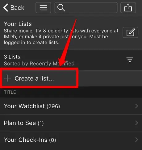 Создайте собственный список в IMDb Method 1 Step 3