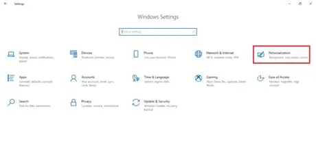 Нажмите "Персонализация" в Settings