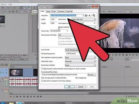 Рендеринг видео в HD с Sony Vegas Шаг 2