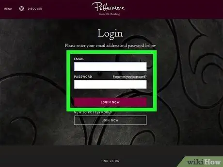 Удалите свою учетную запись Pottermore Шаг 1